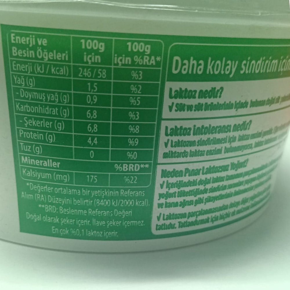 Laktozsuz Yoğurt (750 gr) Pınar