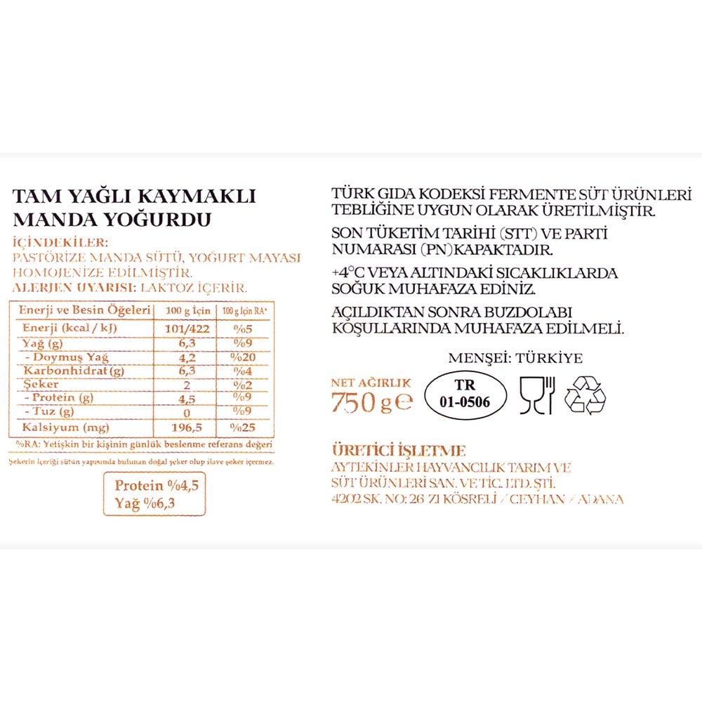 Manda Yoğurt, Plastik Kase (450 gr) Mandamia