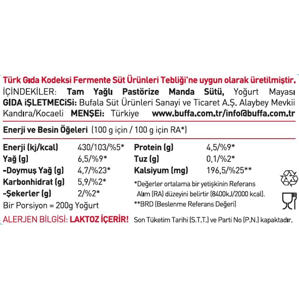 Manda Yoğurt, Tam Yağlı Kaymaklı (450 gr) Buffa