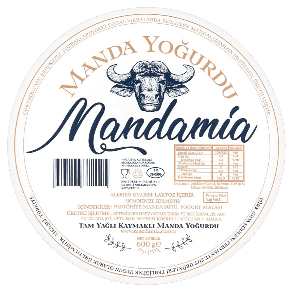 Manda Yoğurt,Cam Kase (600 gr) Mandamia