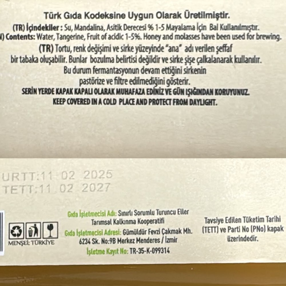 Mandalina Sirkesi (250gr) Gümöz Kadın Kooperatifi