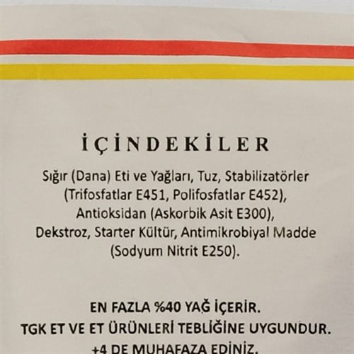 Meşhur Dilimli Osmanlı Sucuğu (500 gr) Ahmet Yanturalı