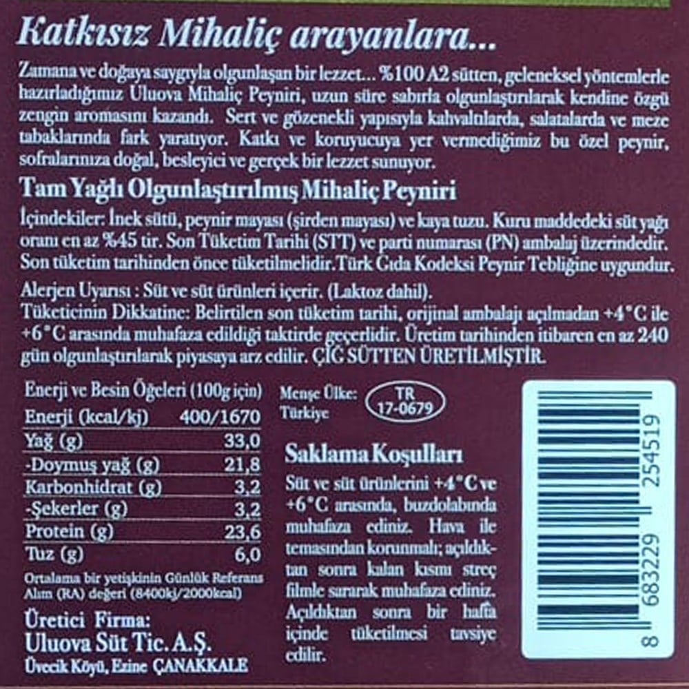 Mihaliç Peyniri (250 gr) Uluova