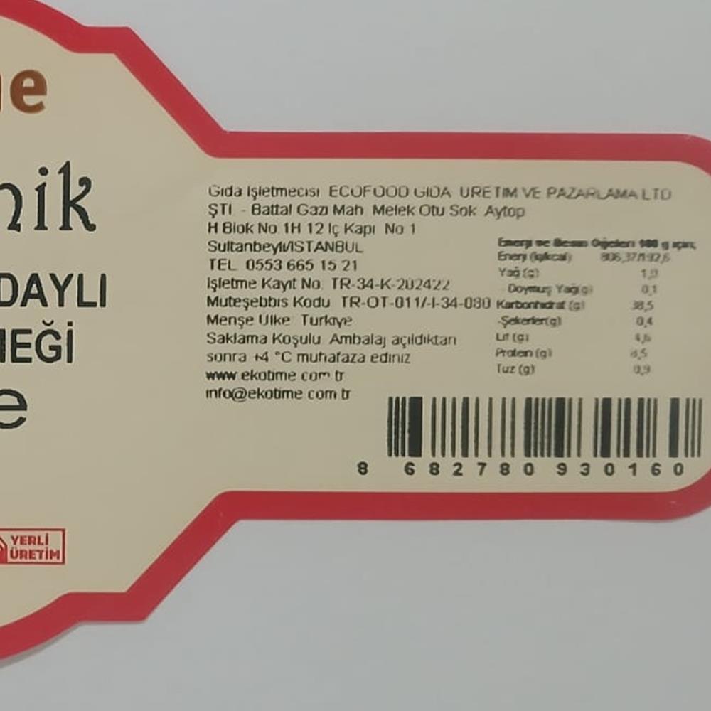 Organik %100 Tam Siyez Köy Ekmeği (500 gr) Ekotime