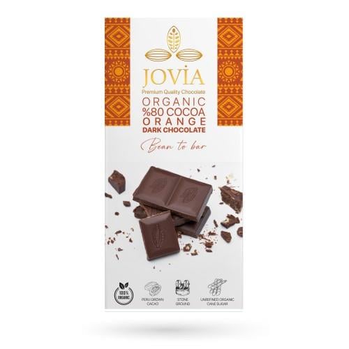 Organik %80 Bitter Portakallı Çikolata (85 gr) Jovia