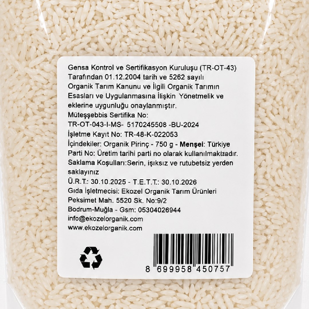 Organik Basmati Pirinç (750 gr) Ekozel