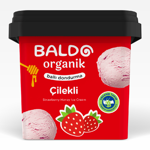 Organik Çilekli Dondurma (400 gr) Baldo