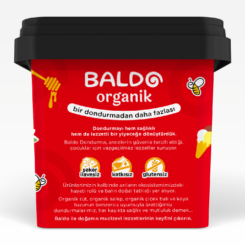 Organik Çilekli Dondurma (400 gr) Baldo