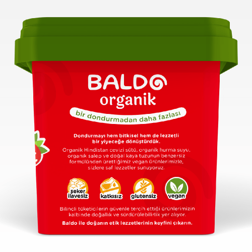 Organik Çilekli Vegan Dondurma (400 gr) Baldo