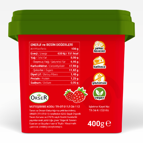 Organik Çilekli Vegan Dondurma (400 gr) Baldo