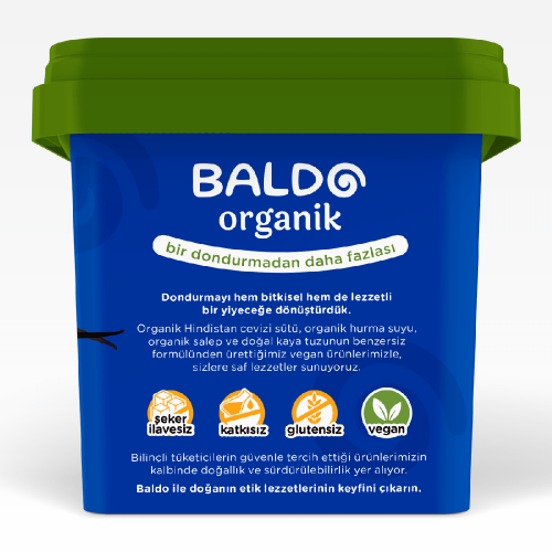 Organik Çubuk Vanilyalı Vegan Dondurma (400 gr) Baldo