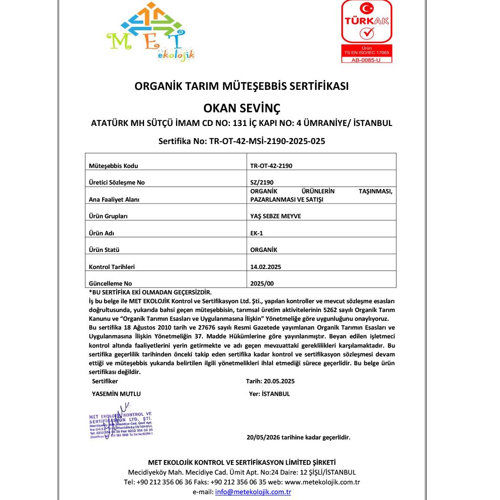 Organik Domates Kokteyl (500 gr) Okan Sevinç