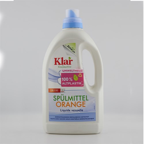 Organik Elde Bulaşık Yıkama Sıvısı, Portakal Kokulu (1,5 litre) Klar