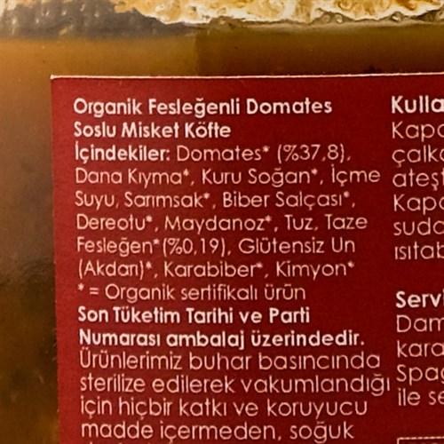 Organik Fesleğenli Domates Soslu Misket Köfte (320 gr) Magida