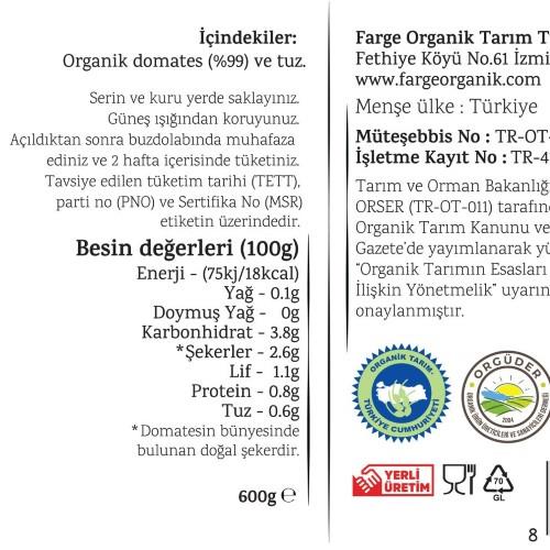 Organik Geleneksel Domates Sosu (600 gr) Farge Organik