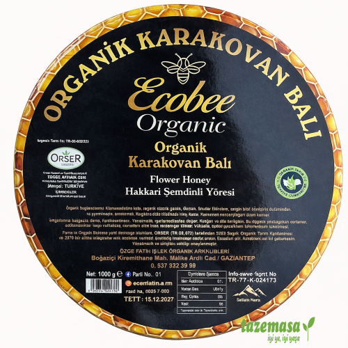 Organik  Hakkari Yöresi Karakovan Çiçek Balı ( 1kg ) Eco Bee