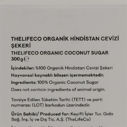 Organik Hindistan Cevizi Şekeri, 300 gr (TheLifeCo)