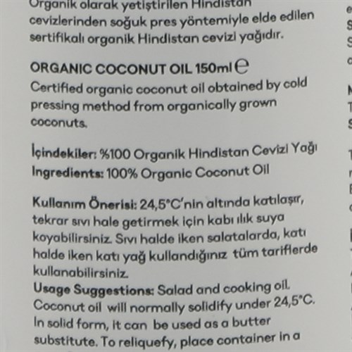 Organik Hindistan Cevizi Yağı - 150 gr (TheLifeCo)