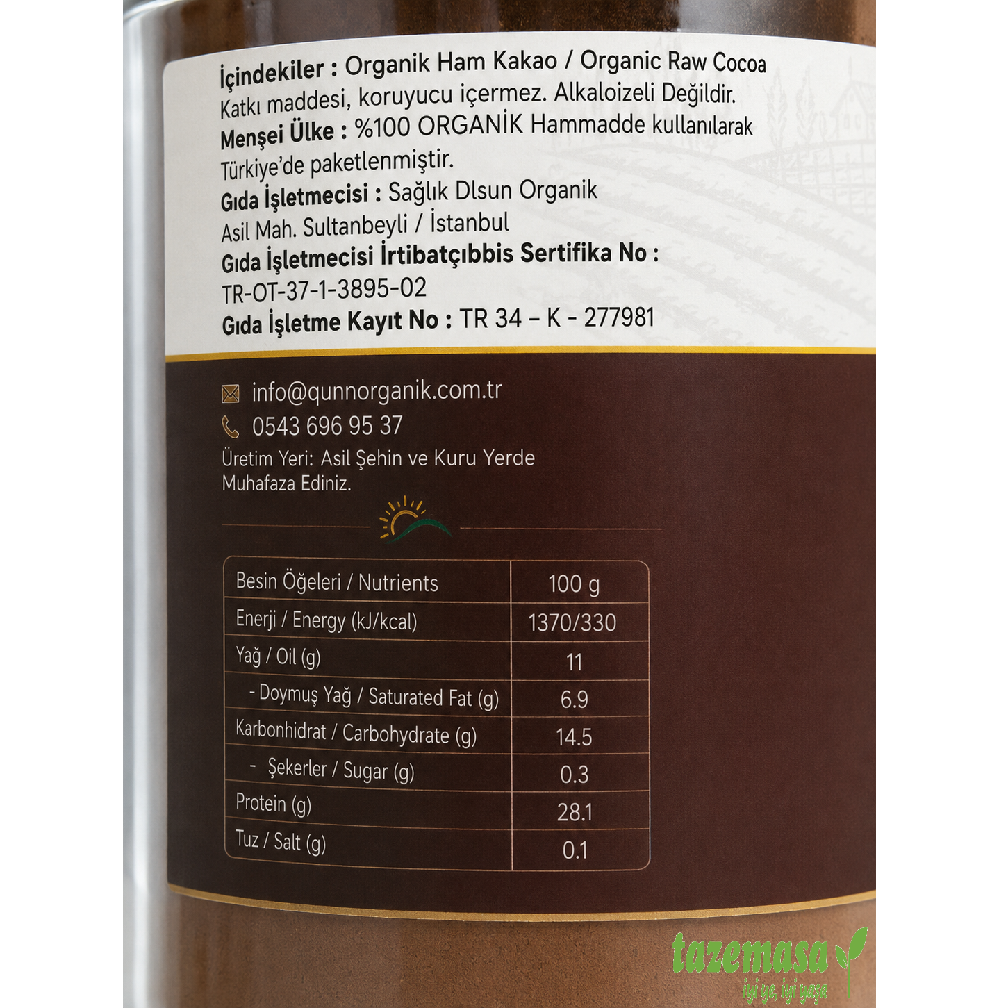 Organik Kakao (140 Gr) Qünn