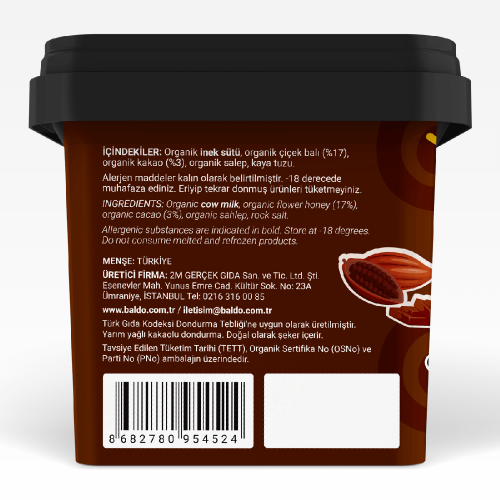 Organik Kakaolu Dondurma (400 gr) Baldo