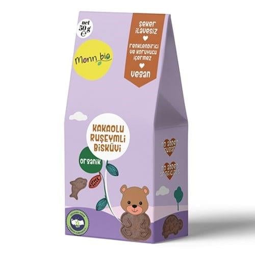 Organik Kakaolu Ruşeymli Çocuk Bisküvisi (50 gr) Monn Bio
