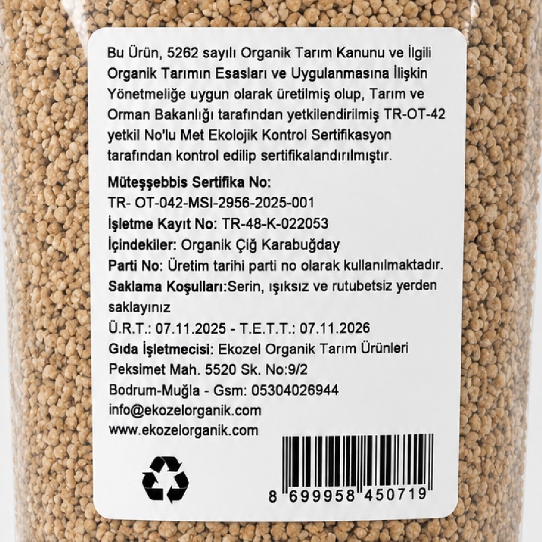 Organik Karabuğday Greçka (750 g) Ekozel