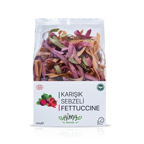 Organik Karışık Sebzeli Makarna , Fettuccine (250 gr) Hüma Organik