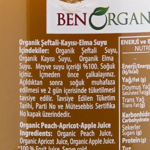 Organik Kayısı-Şeftali-Elma Suyu (946 ml) Benorganic
