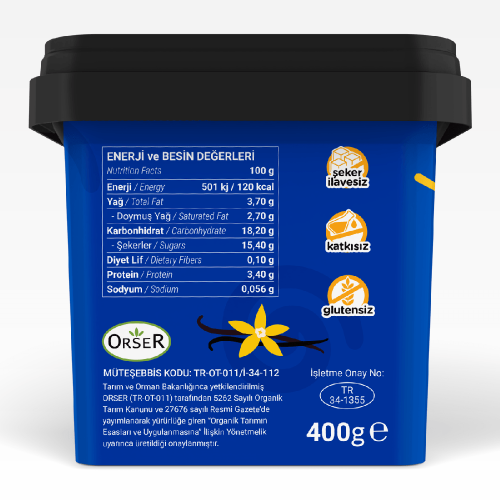 Organik Keçi Çubuk Vanilyalı Dondurma (400 gr) Baldo