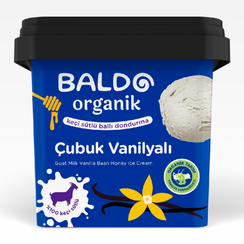 Organik Keçi Çubuk Vanilyalı Dondurma (400 gr) Baldo