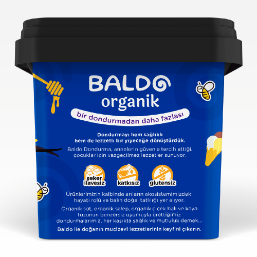 Organik Keçi Çubuk Vanilyalı Dondurma (400 gr) Baldo