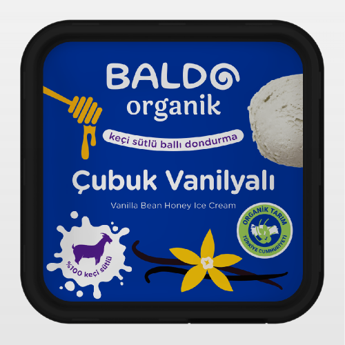 Organik Keçi Çubuk Vanilyalı Dondurma (400 gr) Baldo