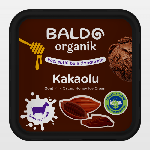 Organik Keçi Kakaolu Dondurma (400 gr) Baldo