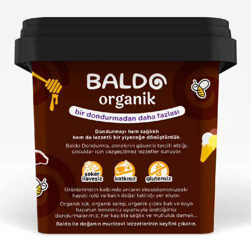 Organik Keçi Kakaolu Dondurma (400 gr) Baldo
