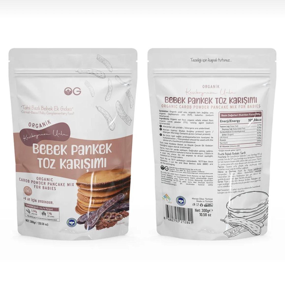 Organik Keçiboynuzu Unlu Bebek Pankek Toz Karışımı +8 Ay (300 Gr)  OG