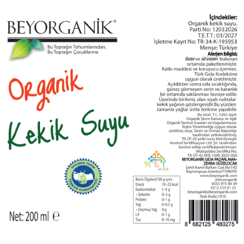 Organik Kekik Suyu (180 gr) Beyorganik