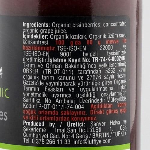 Organik Kızılcık Marmelatı (280 gr) Lutfiye