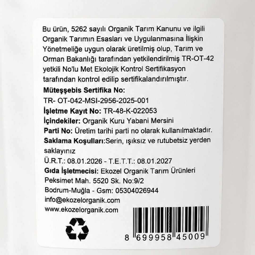 Organik Kuru Yaban Mersini (125 g) Ekozel