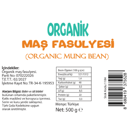 Organik Maş Fasulyesi (500 gr) Beyorganik(Pestisit ve Aflatoksin Analizli)