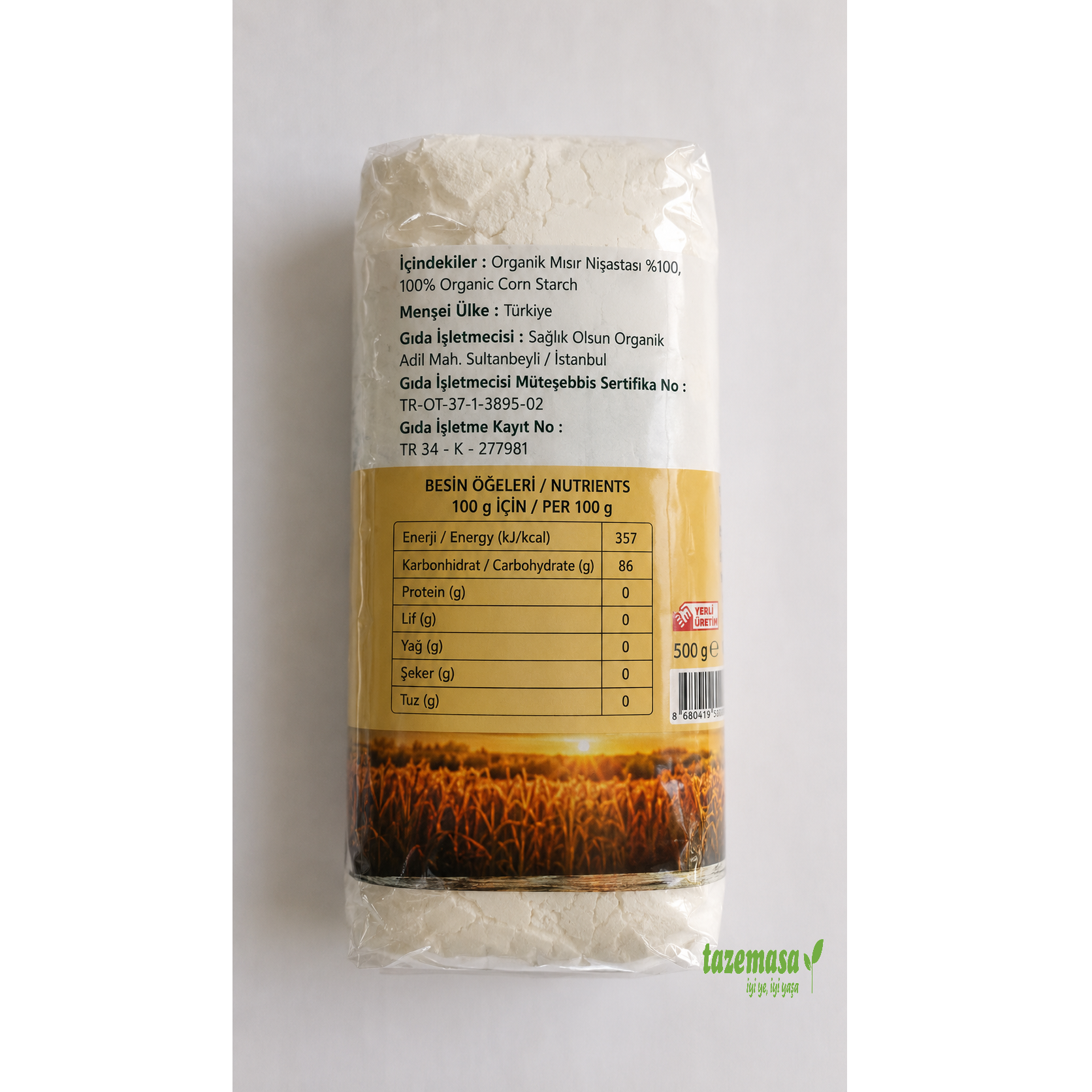 Organik Mısır Nişastası (500 Gr) Qünn