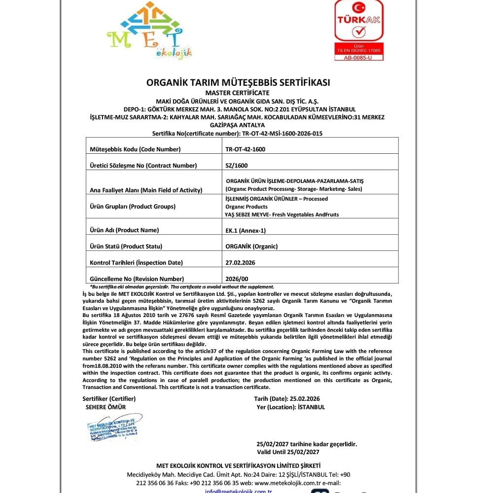 Organik Mısır Süt (adet) Organicasa