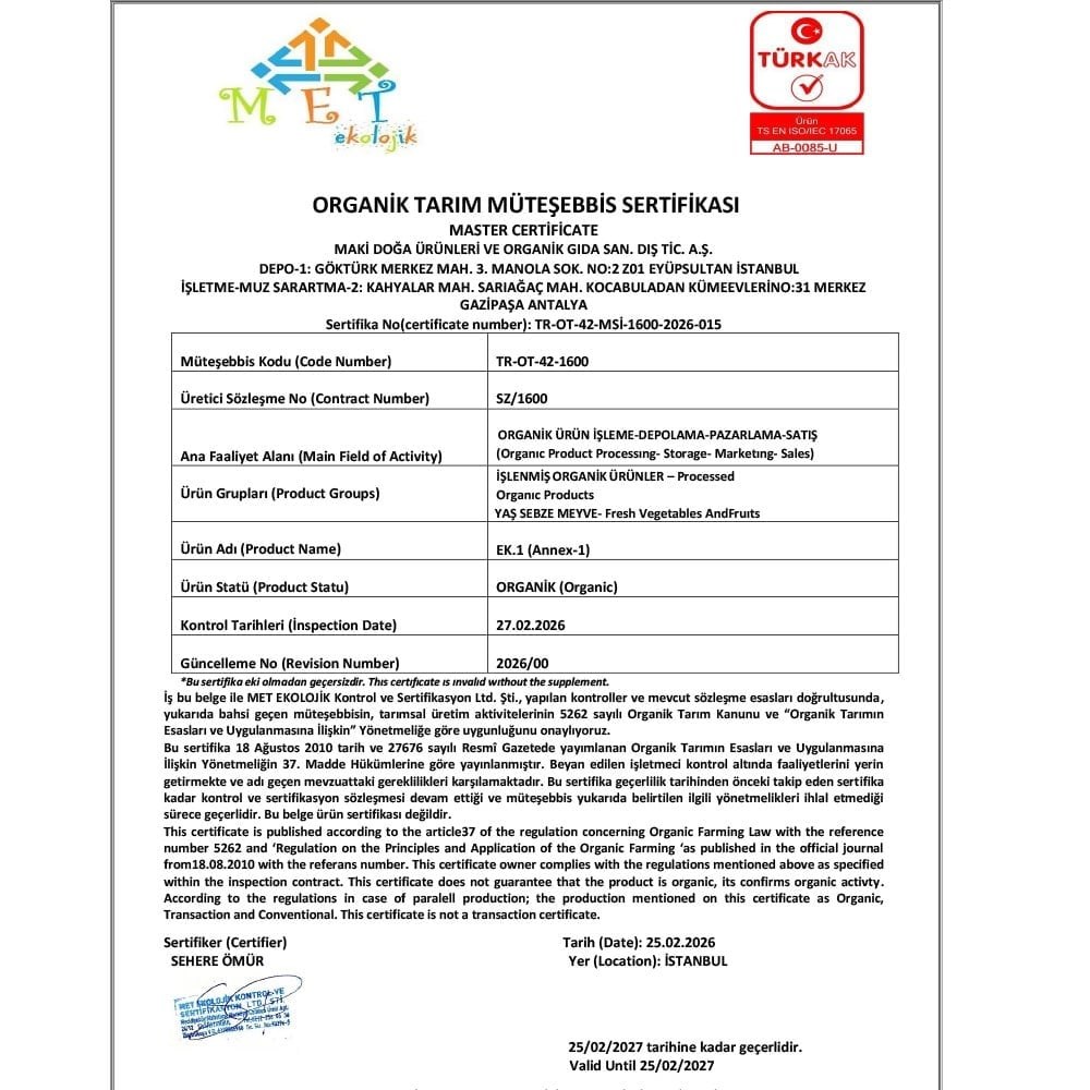 Organik Muz (kg) Organicasa