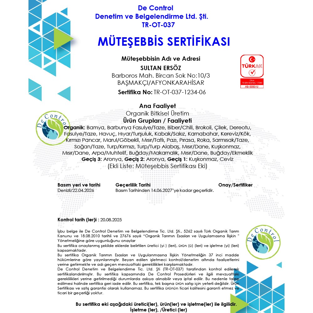 Organik Nane (demet) Ersöz Bahçesi - Afyon