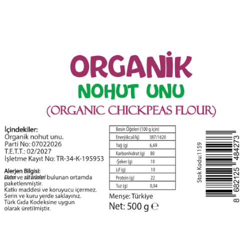 Organik Nohut Unu (500 gr) Beyorganik