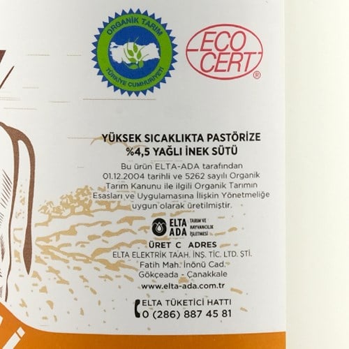 Organik Pastörize Jersey Süt (1 litre) Ada