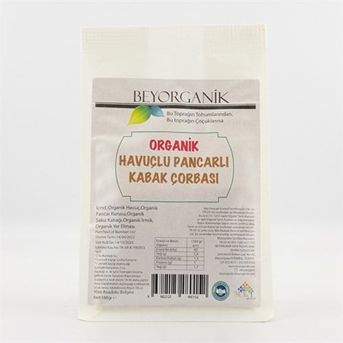 Organik Pancarlı Havuçlu Bal Kabağı Çorbası (160 gr) Beyorganik(Pestisit ve Aflatoksin Analizli)