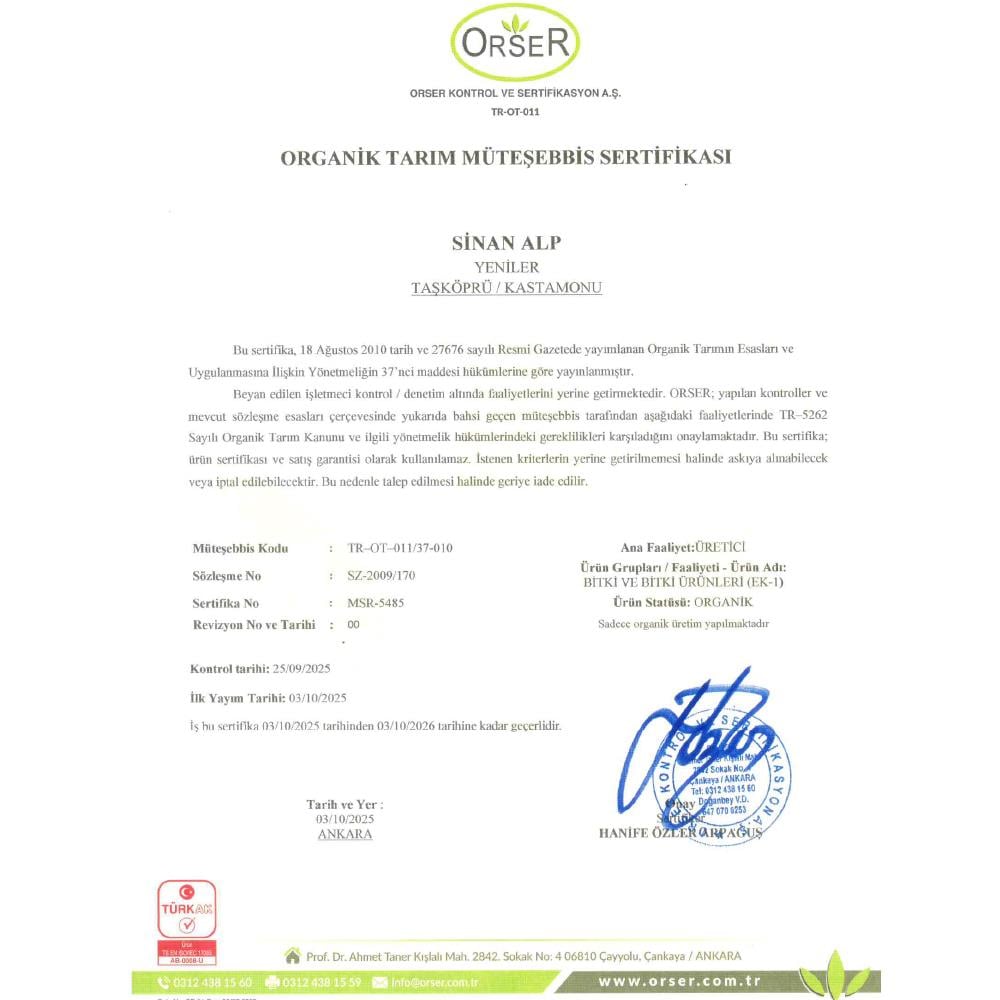 Organik Sarımsak 210 gr, Taşköprü Sinan Alp