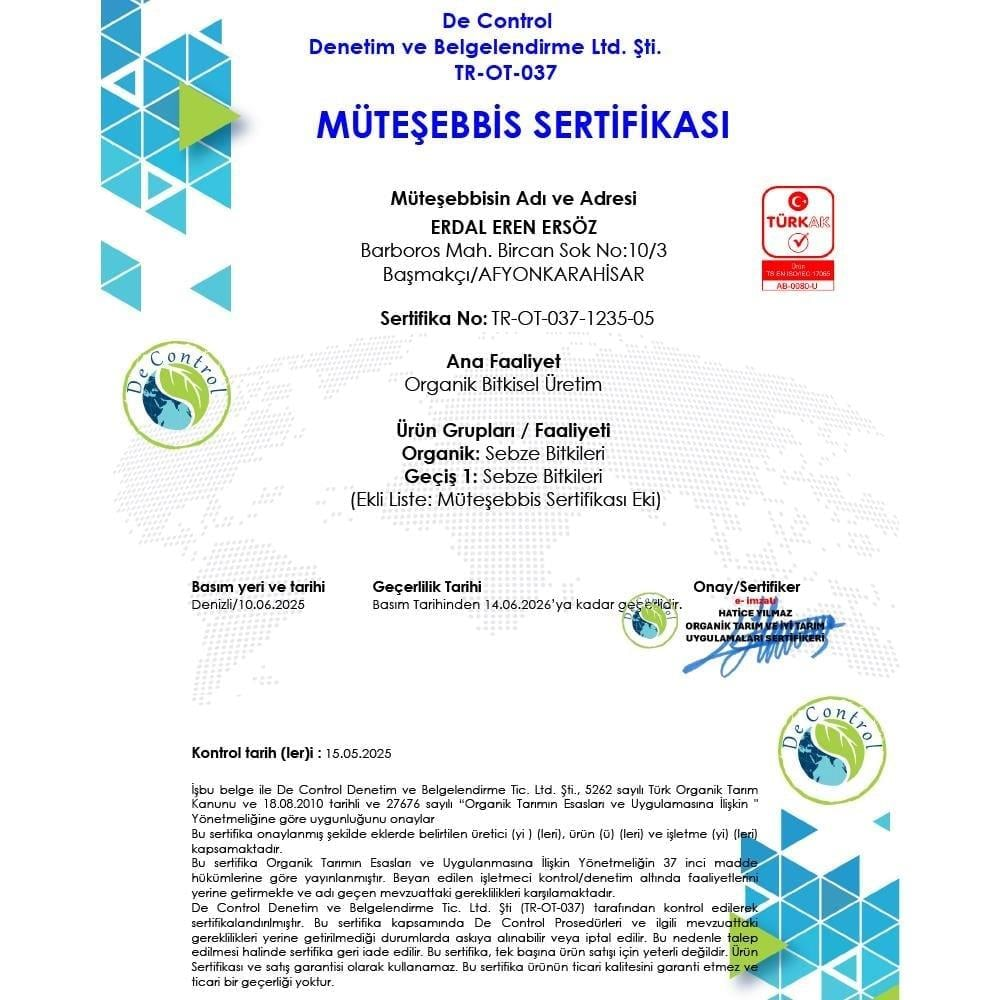 Organik Şevketi Bostan demet **