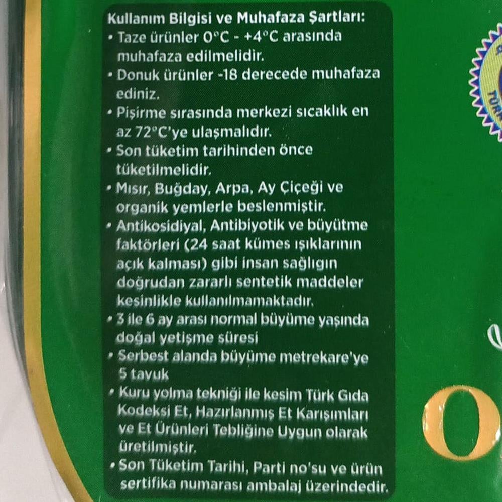 Organik Tavuk Kalçalı But (800 gr) Ayvat Çiftliği