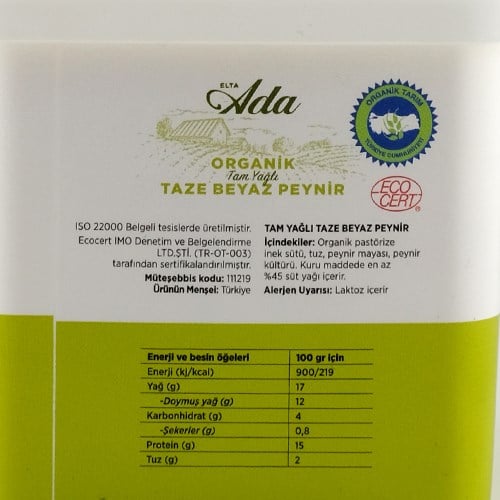 Organik Taze Beyaz Peynir (500 gr) Ada